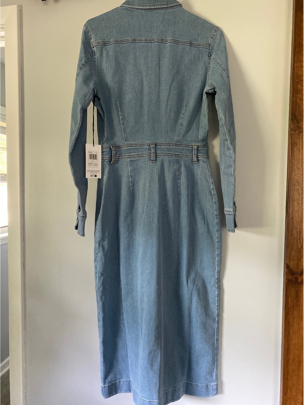 Western Americana Heritage 7 for all mankind luxe denim long sleeve belted midi - Picture 6 of 9